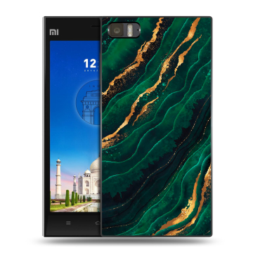 Пластиковый чехол на Xiaomi MI3 с принтом Мрамор зеленое золото Пластиковый чехол на Xiaomi MI3 с принтом Мрамор зеленое золото