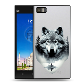 Пластиковый чехол на Xiaomi MI3 с принтом Волк в лесу