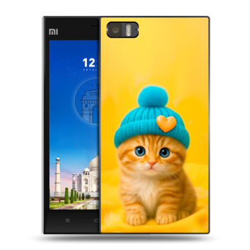 Пластиковый чехол на Xiaomi MI3 с принтом Котенок в шапке Пластиковый чехол на Xiaomi MI3 с принтом Котенок в шапке