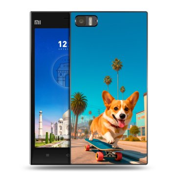 Пластиковый чехол на Xiaomi MI3 с принтом Корги на скейте Пластиковый чехол на Xiaomi MI3 с принтом Корги на скейте