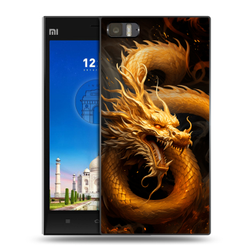 Пластиковый чехол на Xiaomi MI3 с принтом Золотой дракон