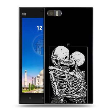 Пластиковый чехол на Xiaomi MI3 с принтом Поцелуй скелетов Пластиковый чехол на Xiaomi MI3 с принтом Поцелуй скелетов