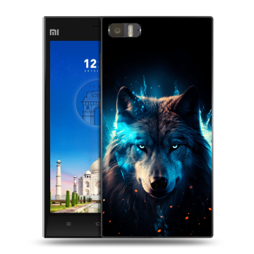 Пластиковый чехол на Xiaomi MI3 с принтом Волк ночной Пластиковый чехол на Xiaomi MI3 с принтом Волк ночной