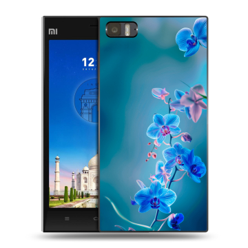 Пластиковый чехол на Xiaomi MI3 с принтом Голубые цветы Пластиковый чехол на Xiaomi MI3 с принтом Голубые цветы