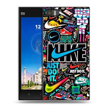 Пластиковый чехол на Xiaomi MI3 с принтом найк nike черный