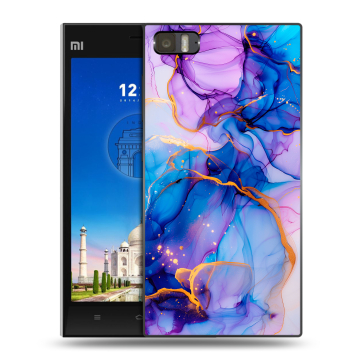 Пластиковый чехол на Xiaomi MI3 с принтом синий мрамор Пластиковый чехол на Xiaomi MI3 с принтом синий мрамор