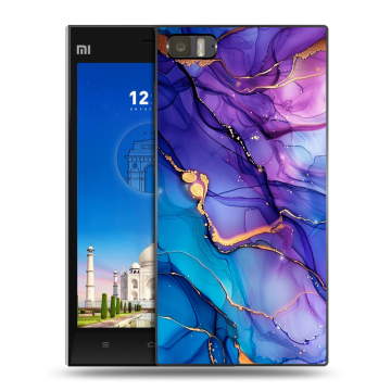 Пластиковый чехол на Xiaomi MI3 с принтом синий мрамор