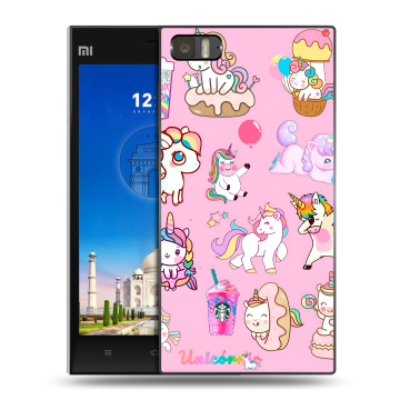 Пластиковый чехол на Xiaomi MI3 с принтом розовые единороги Пластиковый чехол на Xiaomi MI3 с принтом розовые единороги