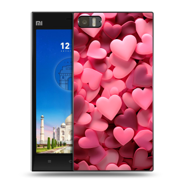 Пластиковый чехол на Xiaomi MI3 с принтом розовые сердечки Пластиковый чехол на Xiaomi MI3 с принтом розовые сердечки