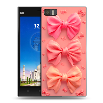 Пластиковый чехол на Xiaomi MI3 с принтом Розовые бантики