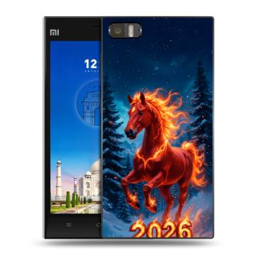 Пластиковый чехол на Xiaomi MI3 с принтом Новый год коня Пластиковый чехол на Xiaomi MI3 с принтом Новый год коня