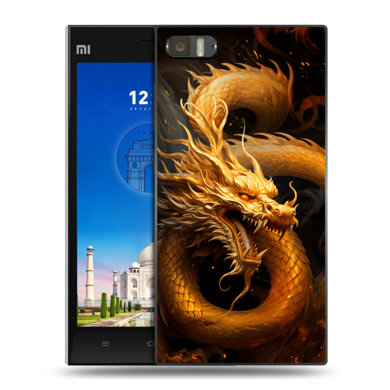 Пластиковый чехол на Xiaomi MI3 с принтом Золотой дракон Пластиковый чехол на Xiaomi MI3 с принтом Золотой дракон