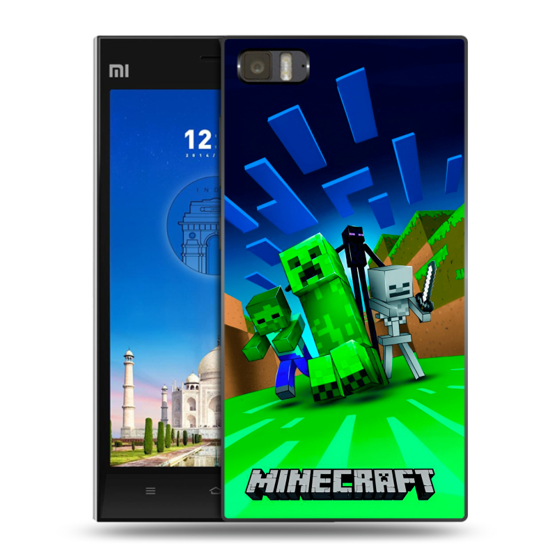 Пластиковый чехол на Xiaomi MI3 с принтом Майнкрафт Пластиковый чехол на Xiaomi MI3 с принтом Майнкрафт