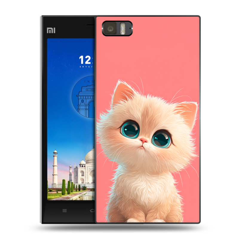 Пластиковый чехол на Xiaomi MI3 с принтом Розовый котенок Пластиковый чехол на Xiaomi MI3 с принтом Розовый котенок