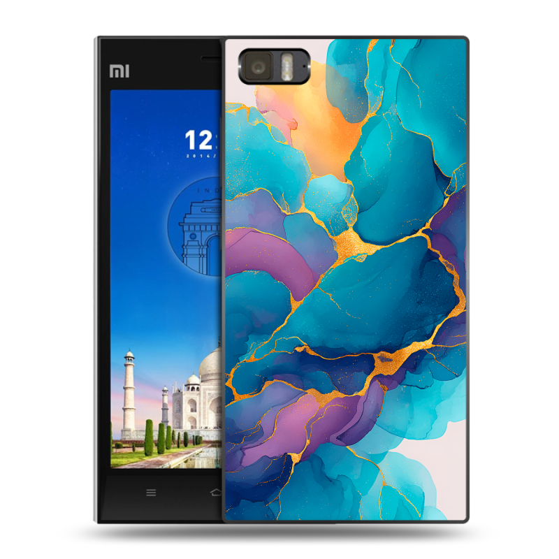 Пластиковый чехол на Xiaomi MI3 с принтом Мрамор блестки Пластиковый чехол на Xiaomi MI3 с принтом Мрамор блестки