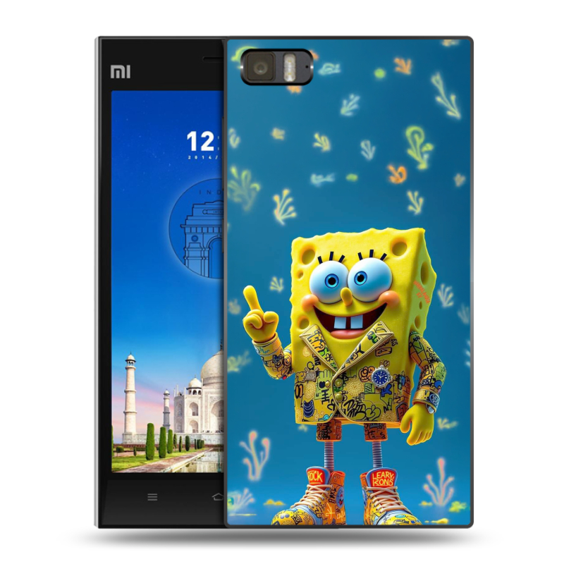 Пластиковый чехол на Xiaomi MI3 с принтом Спанч боб Спанчбоб Пластиковый чехол на Xiaomi MI3 с принтом Спанч боб Спанчбоб