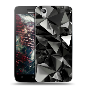 Пластиковый чехол на Lenovo Vibe X с принтом Черные кристаллы Пластиковый чехол на Lenovo Vibe X с принтом Черные кристаллы