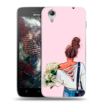 Пластиковый чехол на Lenovo Vibe X с принтом Девушка и букет Пластиковый чехол на Lenovo Vibe X с принтом Девушка и букет