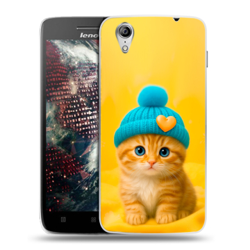 Пластиковый чехол на Lenovo Vibe X с принтом Котенок в шапке Пластиковый чехол на Lenovo Vibe X с принтом Котенок в шапке