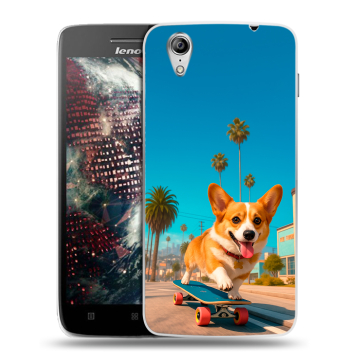 Пластиковый чехол на Lenovo Vibe X с принтом Корги на скейте Пластиковый чехол на Lenovo Vibe X с принтом Корги на скейте