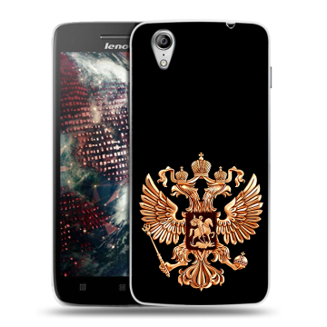 Пластиковый чехол на Lenovo Vibe X с принтом Герб России золотой