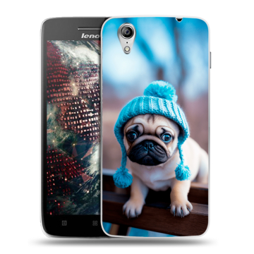 Пластиковый чехол на Lenovo Vibe X с принтом Мопс в шапке Пластиковый чехол на Lenovo Vibe X с принтом Мопс в шапке