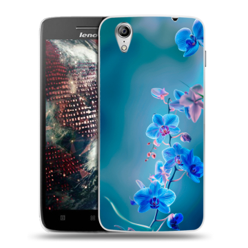 Пластиковый чехол на Lenovo Vibe X с принтом Голубые цветы Пластиковый чехол на Lenovo Vibe X с принтом Голубые цветы