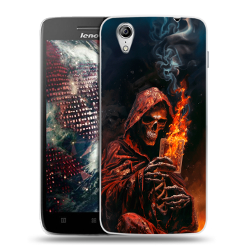 Пластиковый чехол на Lenovo Vibe X с принтом Скелет и карты Пластиковый чехол на Lenovo Vibe X с принтом Скелет и карты
