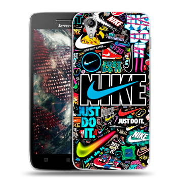 Пластиковый чехол на Lenovo Vibe X с принтом найк nike черный