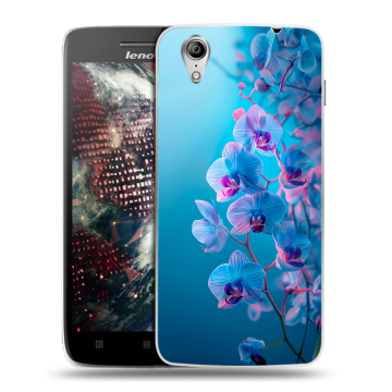 Пластиковый чехол на Lenovo Vibe X с принтом голубые орхидеи Пластиковый чехол на Lenovo Vibe X с принтом голубые орхидеи