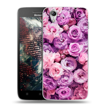 Пластиковый чехол на Lenovo Vibe X с принтом лавандовые розы