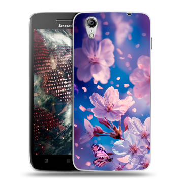 Пластиковый чехол на Lenovo Vibe X с принтом цветы бабочки Пластиковый чехол на Lenovo Vibe X с принтом цветы бабочки