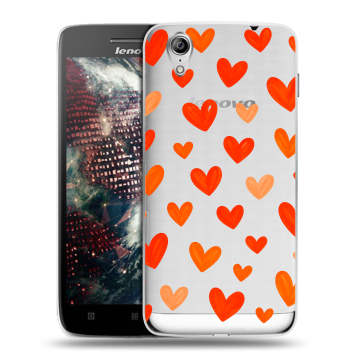 Пластиковый чехол на Lenovo Vibe X с принтом Сердечки