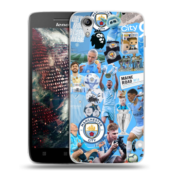 Пластиковый чехол на Lenovo Vibe X с принтом Man City Манчестер Сити