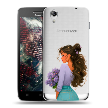 Пластиковый чехол на Lenovo Vibe X с принтом девушка цветы
