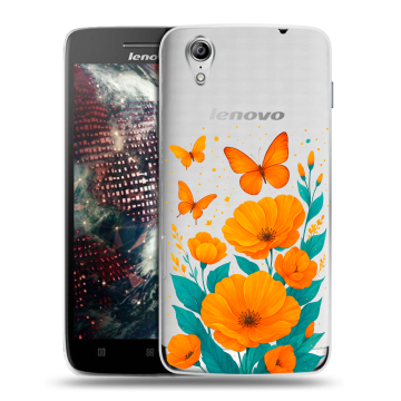 Пластиковый чехол на Lenovo Vibe X с принтом цветы бабочки