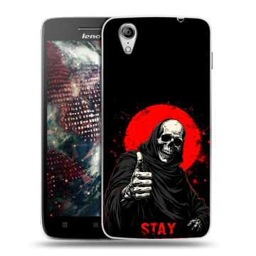 Пластиковый чехол на Lenovo Vibe X с принтом смешной скелет
