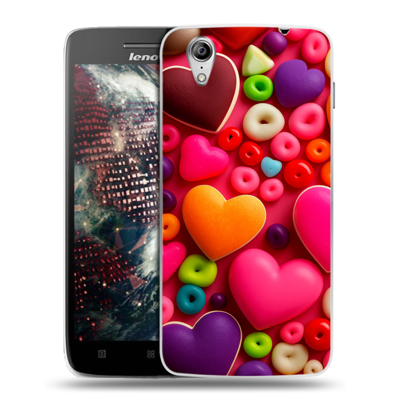 Пластиковый чехол на Lenovo Vibe X с принтом Сердечки Пластиковый чехол на Lenovo Vibe X с принтом Сердечки