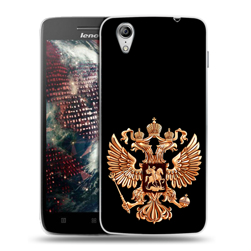 Пластиковый чехол на Lenovo Vibe X с принтом Герб России золотой Пластиковый чехол на Lenovo Vibe X с принтом Герб России золотой
