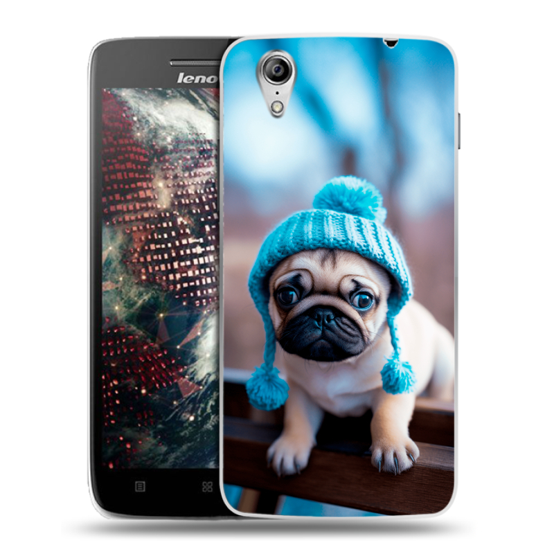 Пластиковый чехол на Lenovo Vibe X с принтом Мопс в шапке Пластиковый чехол на Lenovo Vibe X с принтом Мопс в шапке