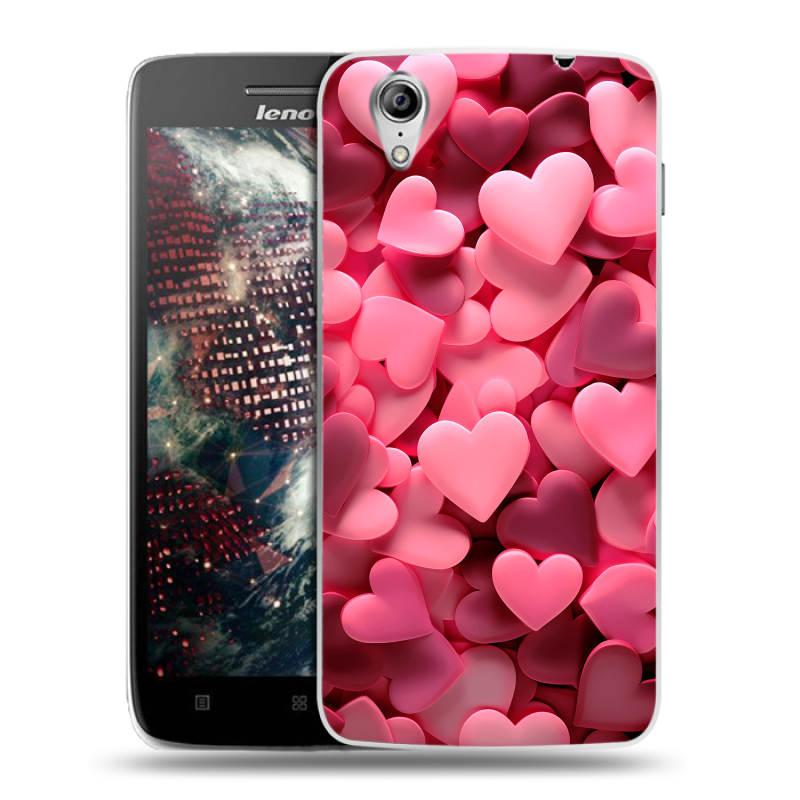 Пластиковый чехол на Lenovo Vibe X с принтом розовые сердечки Пластиковый чехол на Lenovo Vibe X с принтом розовые сердечки