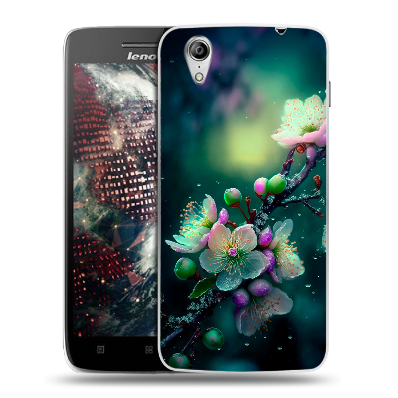 Пластиковый чехол на Lenovo Vibe X с принтом Цветы и мрамор Пластиковый чехол на Lenovo Vibe X с принтом Цветы и мрамор