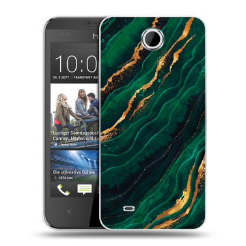 Силиконовый чехол на HTC Desire 300 с принтом Мрамор зеленое золото