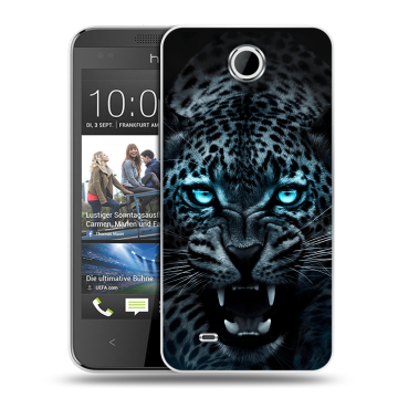 Силиконовый чехол на HTC Desire 300 с принтом Темный леопард