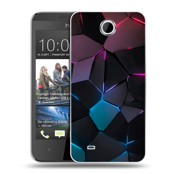 Силиконовый чехол на HTC Desire 300 с принтом Геометрия неона