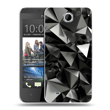 Силиконовый чехол на HTC Desire 300 с принтом Черные кристаллы