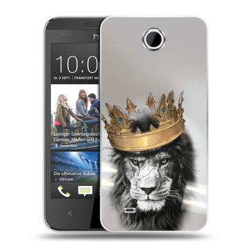 Силиконовый чехол на HTC Desire 300 с принтом Лев с короной