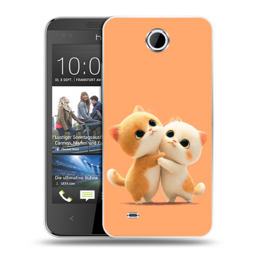Силиконовый чехол на HTC Desire 300 с принтом Милые котики
