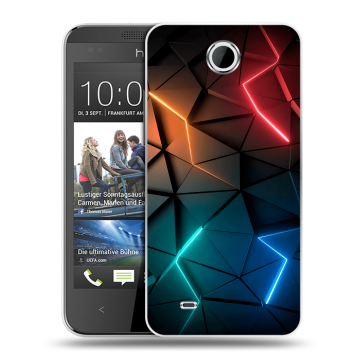 Силиконовый чехол на HTC Desire 300 с принтом Абстракция неон