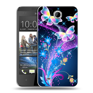 Силиконовый чехол на HTC Desire 300 с принтом Бабочки Силиконовый чехол на HTC Desire 300 с принтом Бабочки